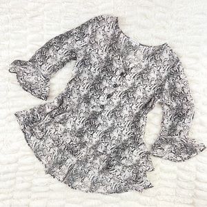 Ophelia Roe Snake Print Bell Sleeve Top • Size Large